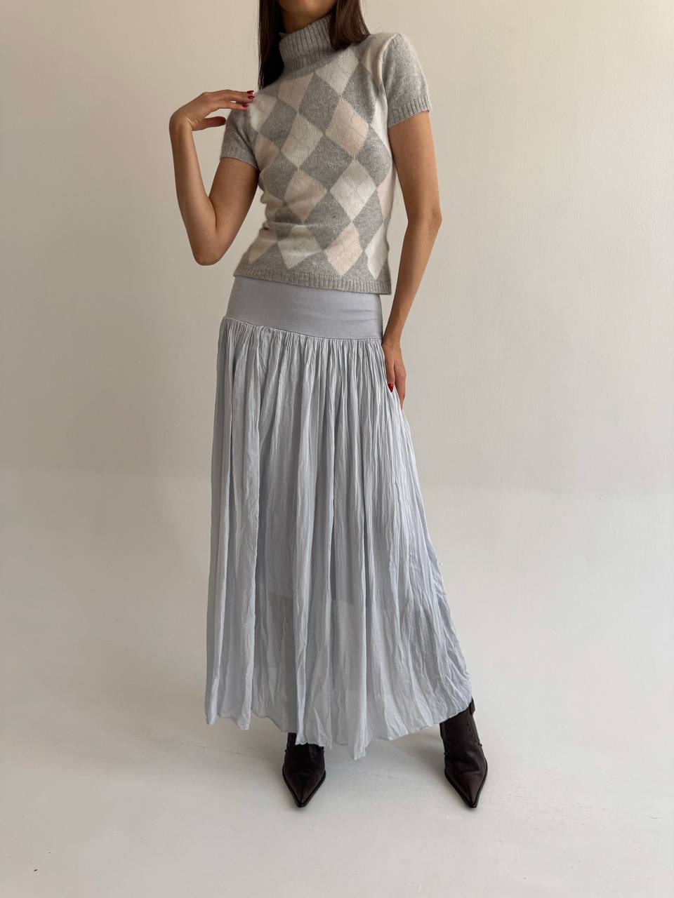 Vintage silk and viscose blue skirt