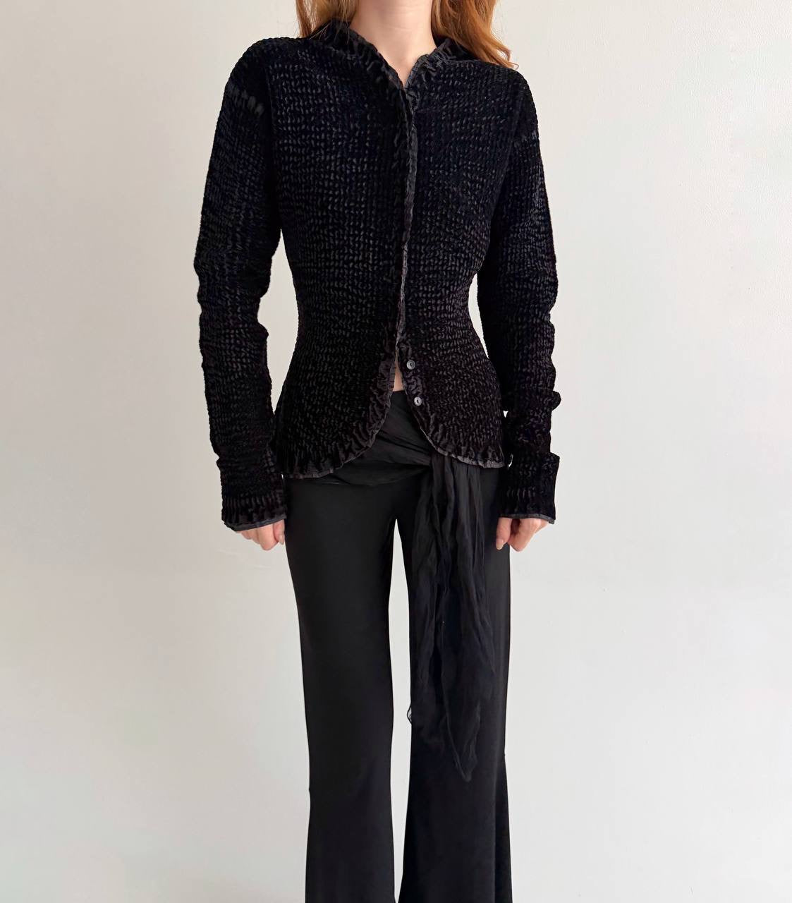 Vintage velvet black avant garde blouse