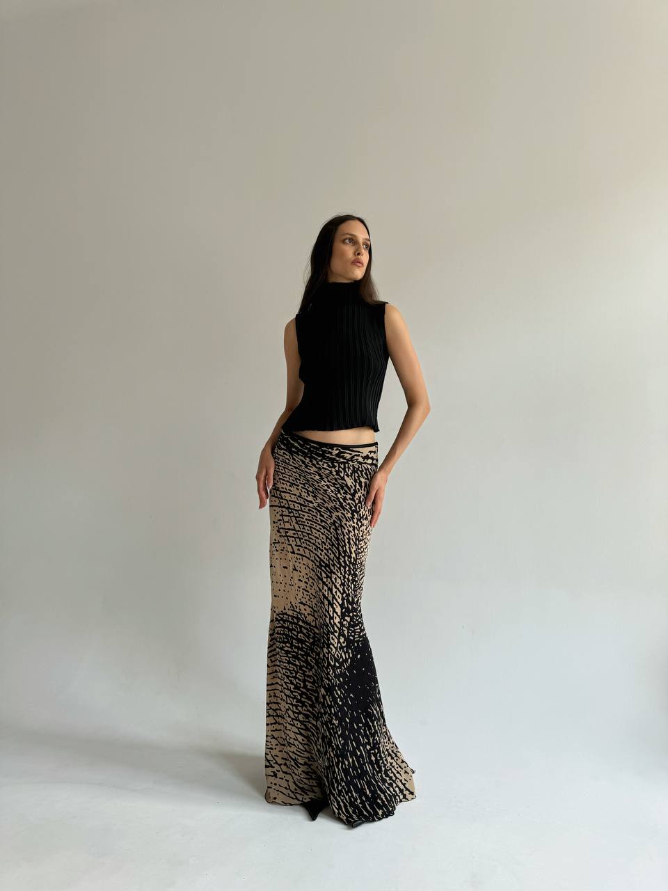 Iceberg silk super long printed skirt