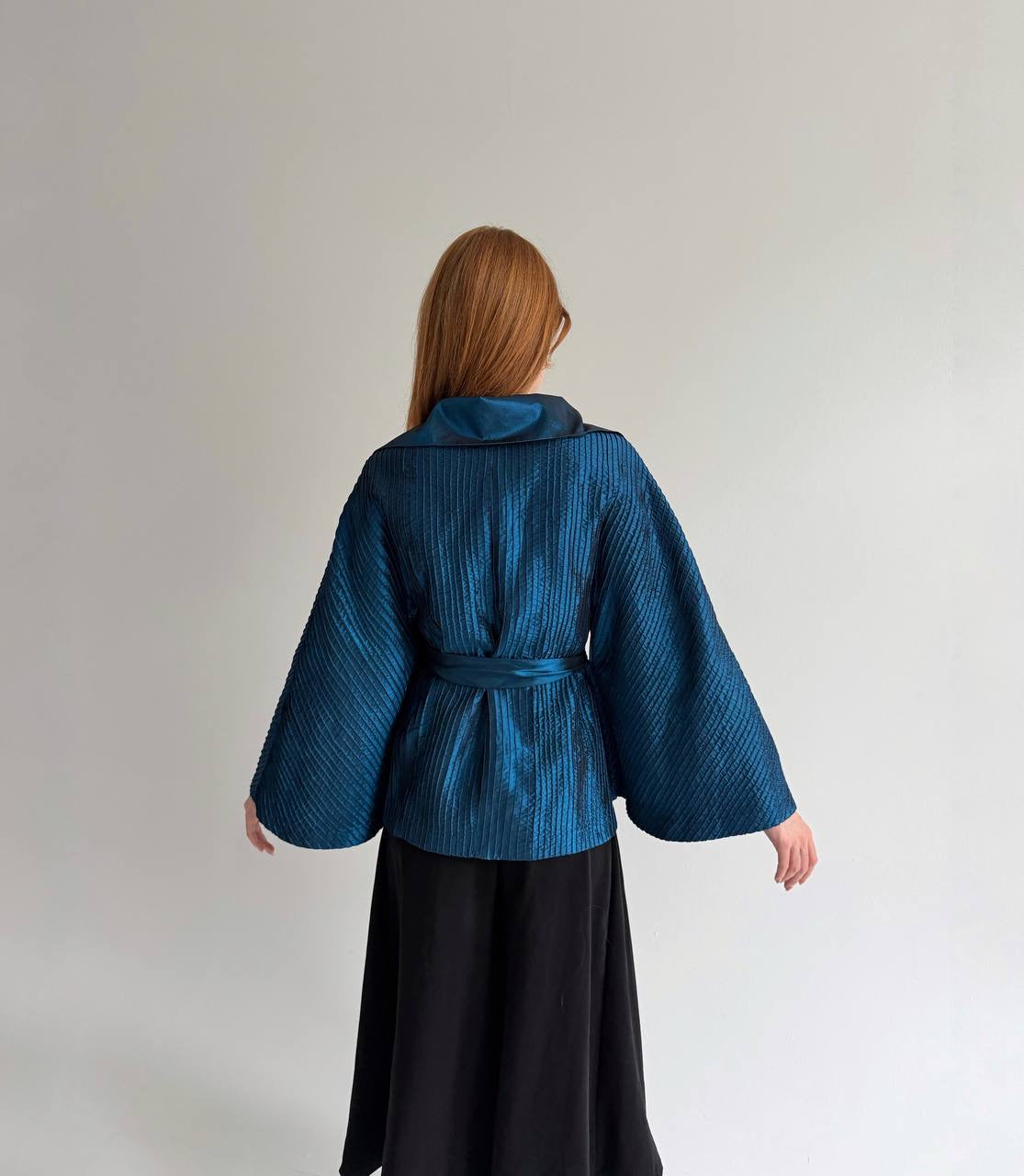 Vintage cerulean blue pleated jacket