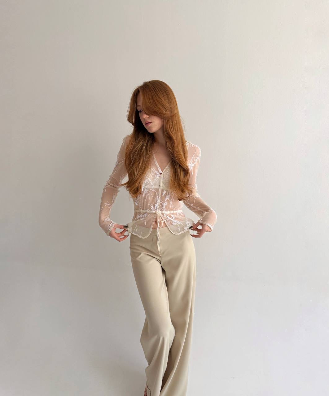Vintage transparent button up blouse