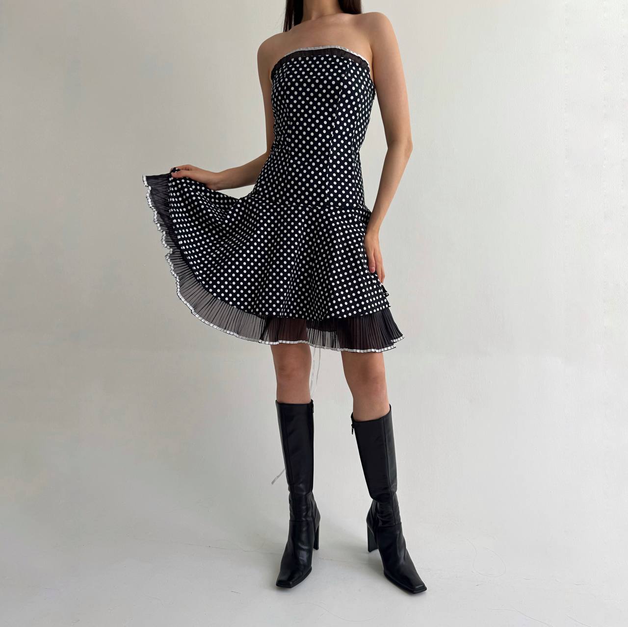 Vintage polka dot navy dress