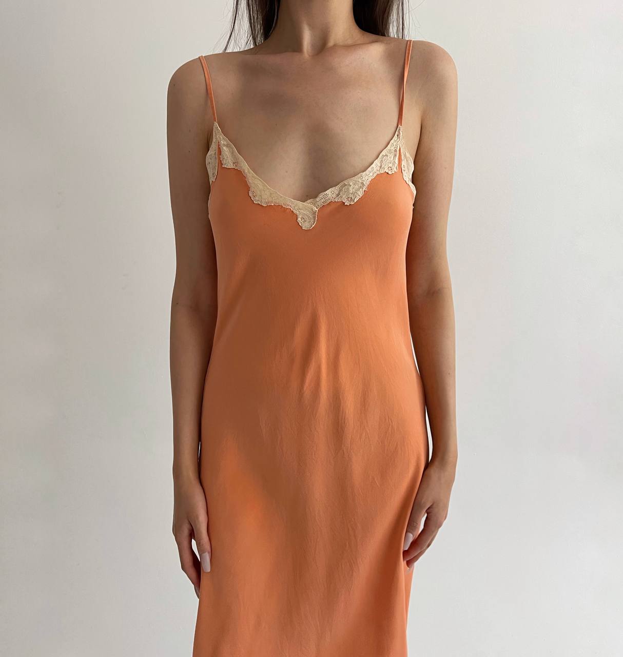 Vintage french pure silk slip dress