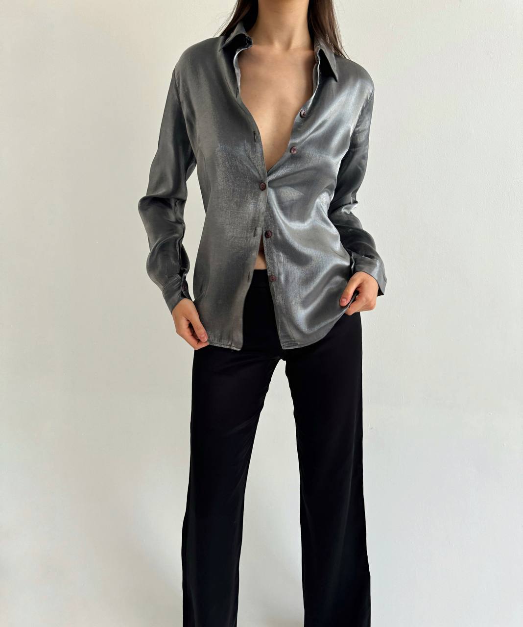 Vintage viscose chrome liquid blouse