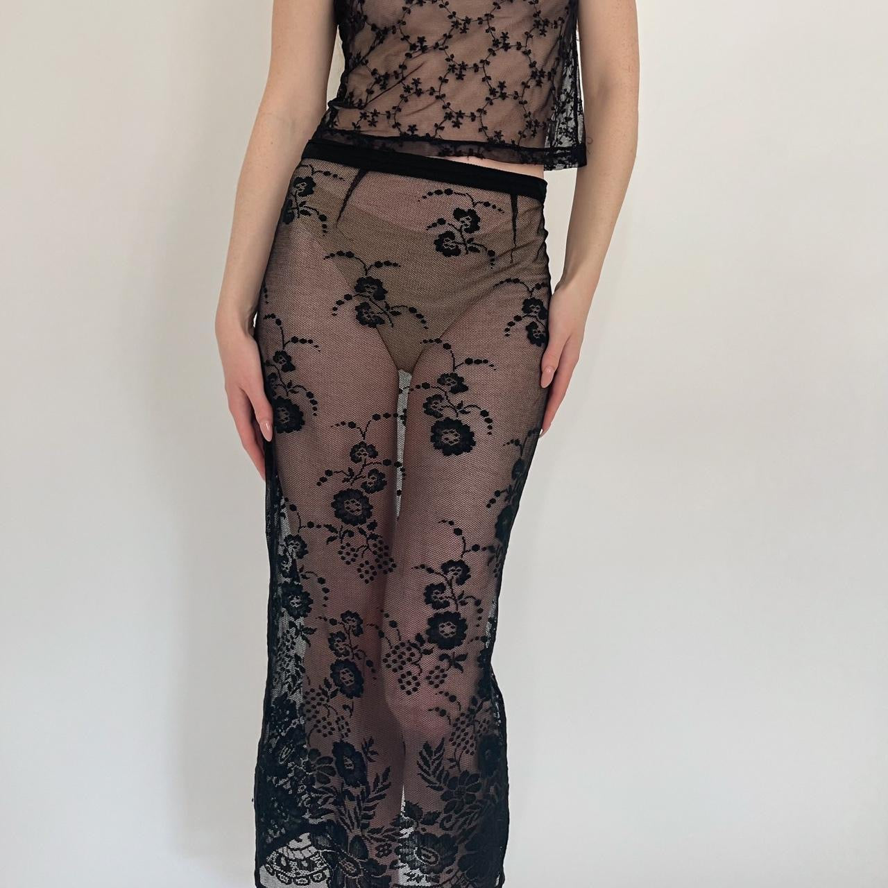 Dolce & Gabbana mesh midi lace skirt