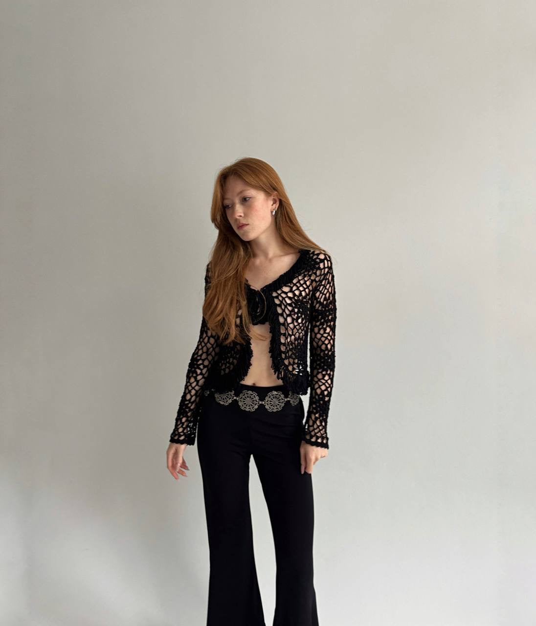 Vintage black crochet blouse