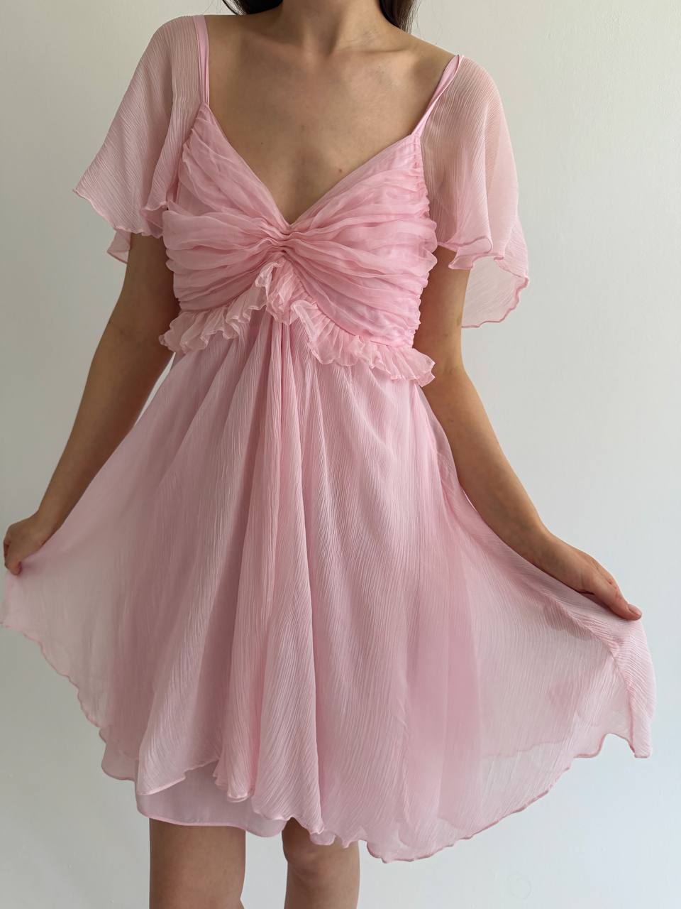 Blumarine pink viscose and silk dress