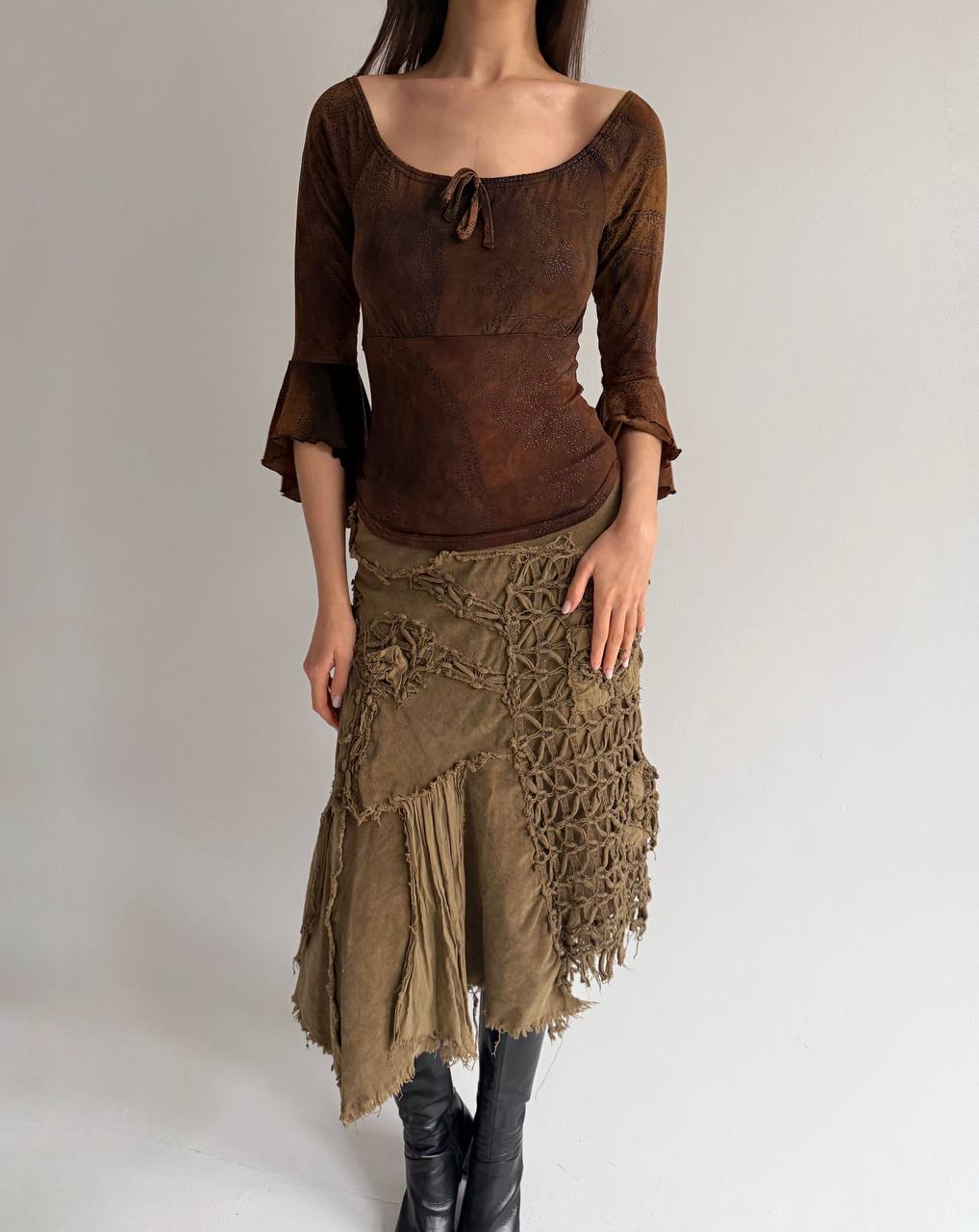 Vintage brown printed blouse