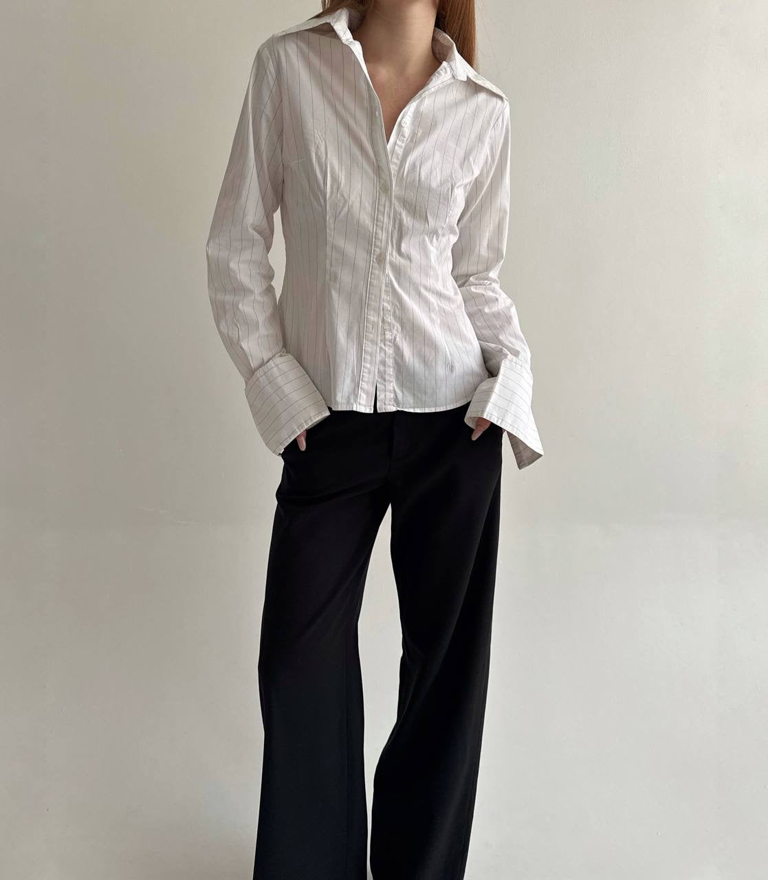 Y2K 95% cotton white striped shirt