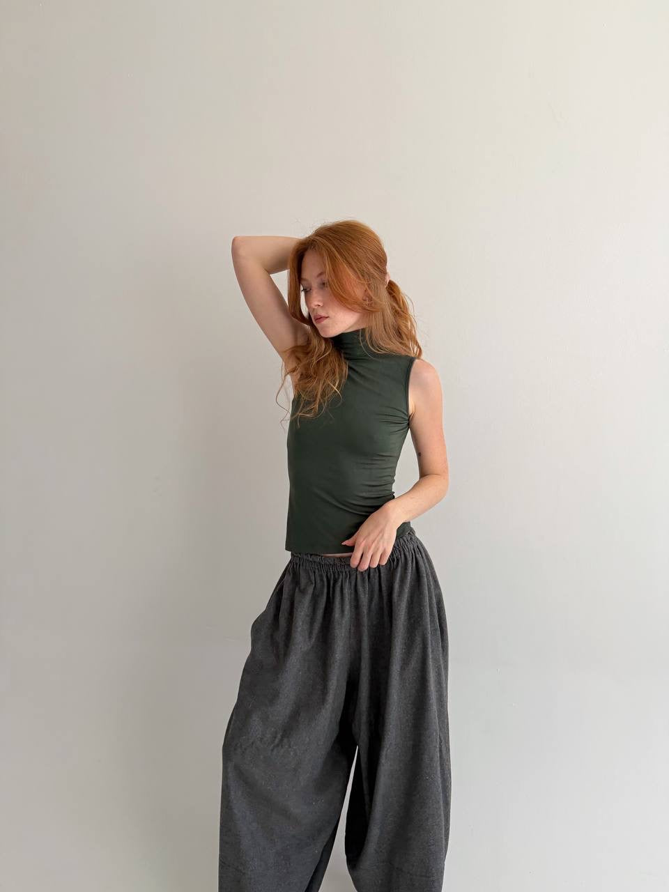 Vintage 95% viscose dark green top