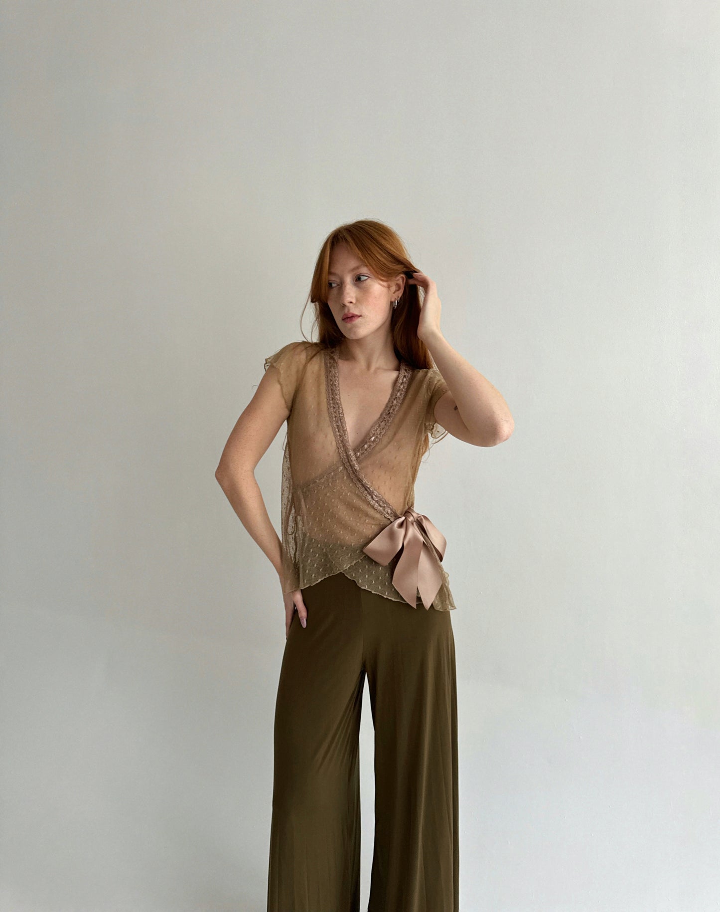 Vintage mesh wrap blouse