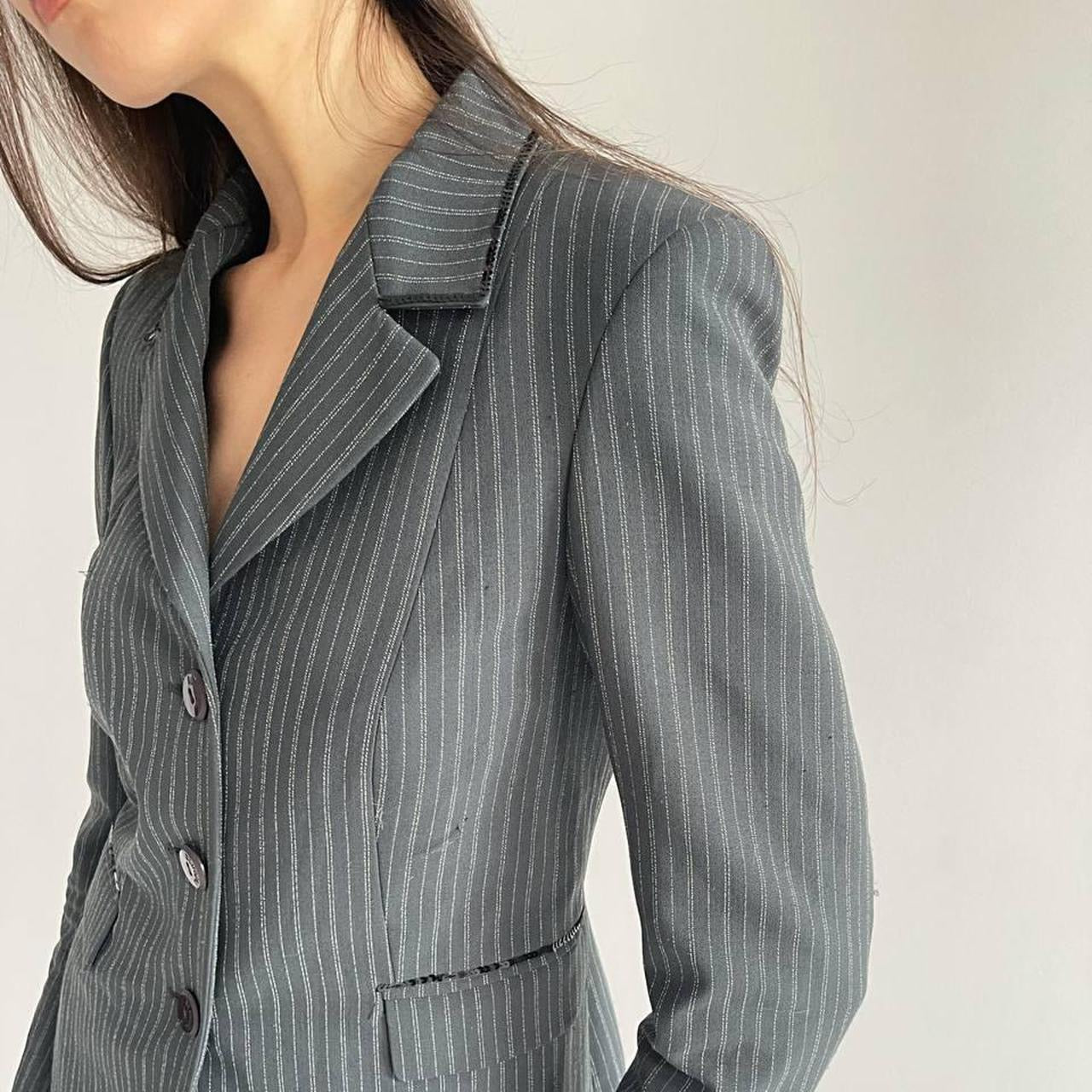 Vintage Blumarine grey striped 2 piece suit