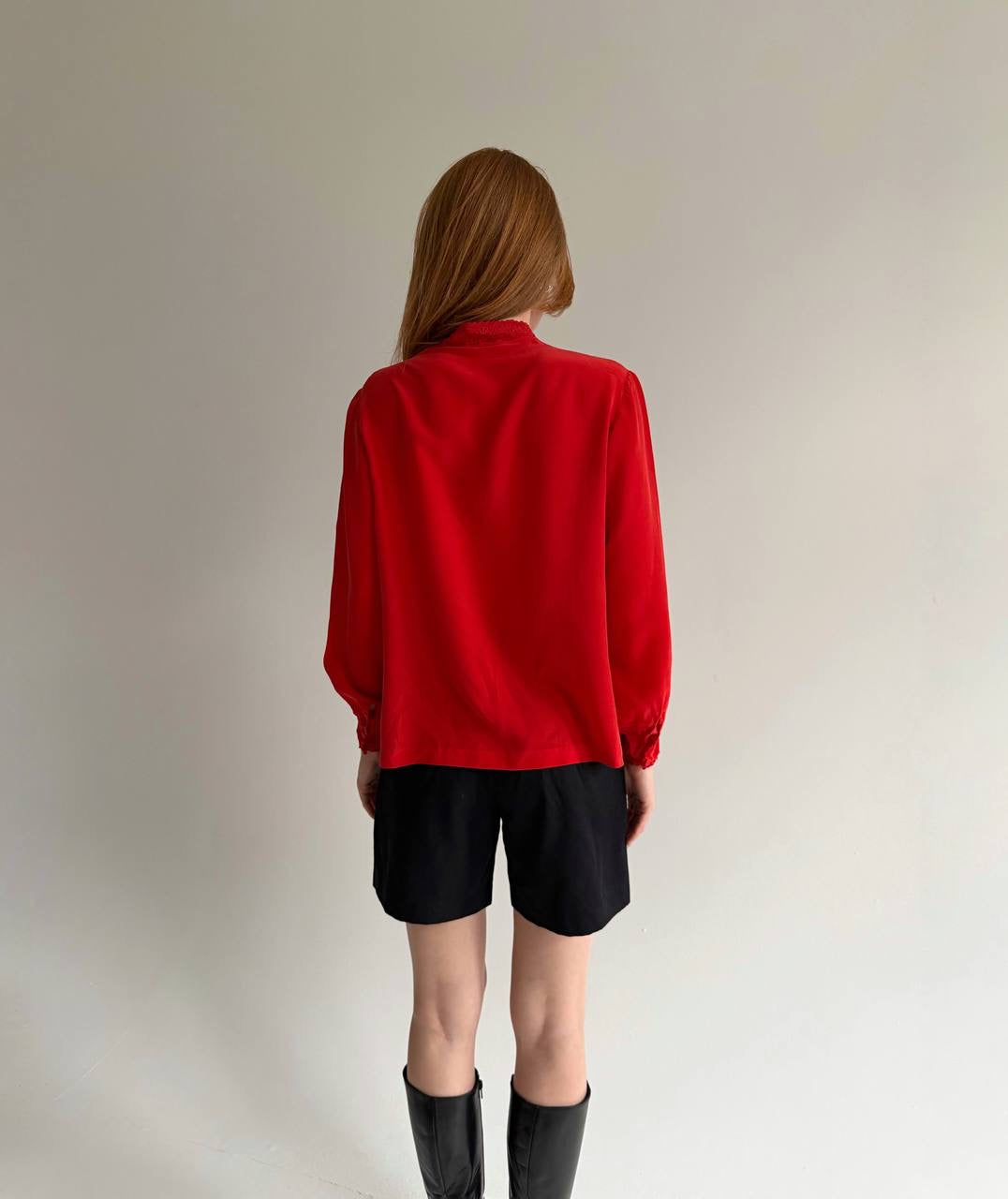 Vintage 100% pure silk red blouse