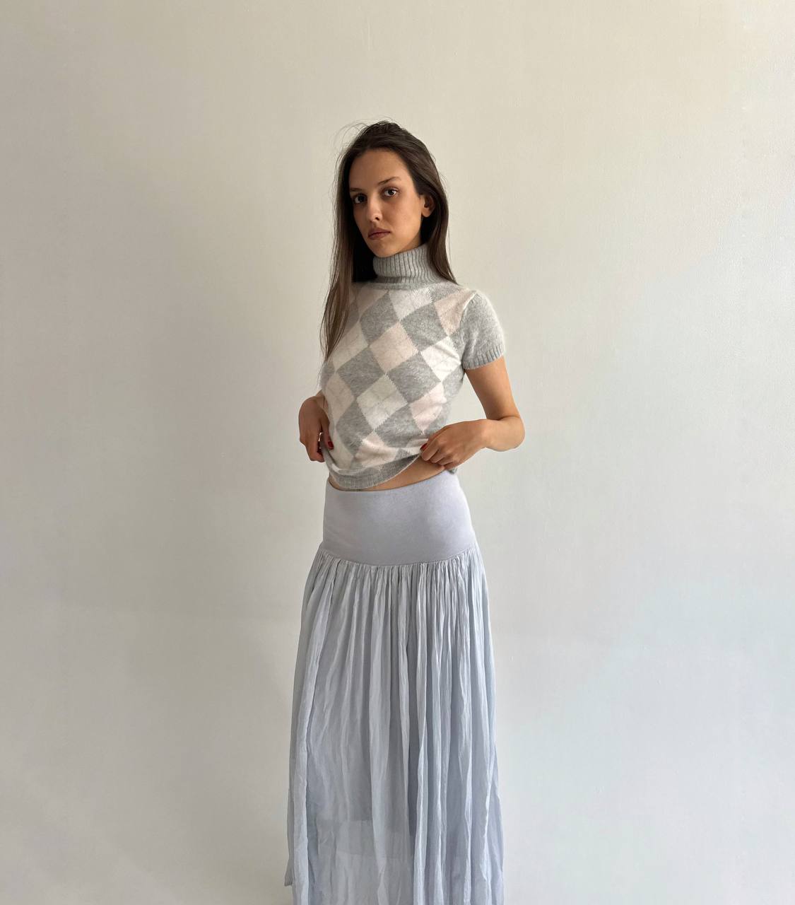 Vintage silk and viscose blue skirt