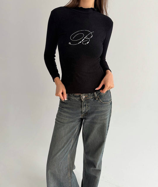 Vintage Blumarine blouse with rhinestone logo
