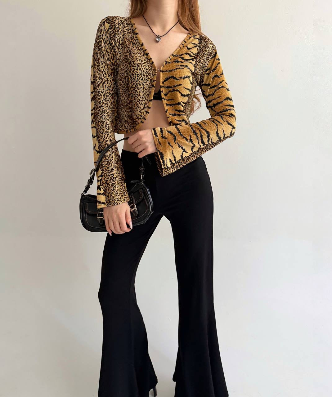 Vintage leopard cropped cardigan