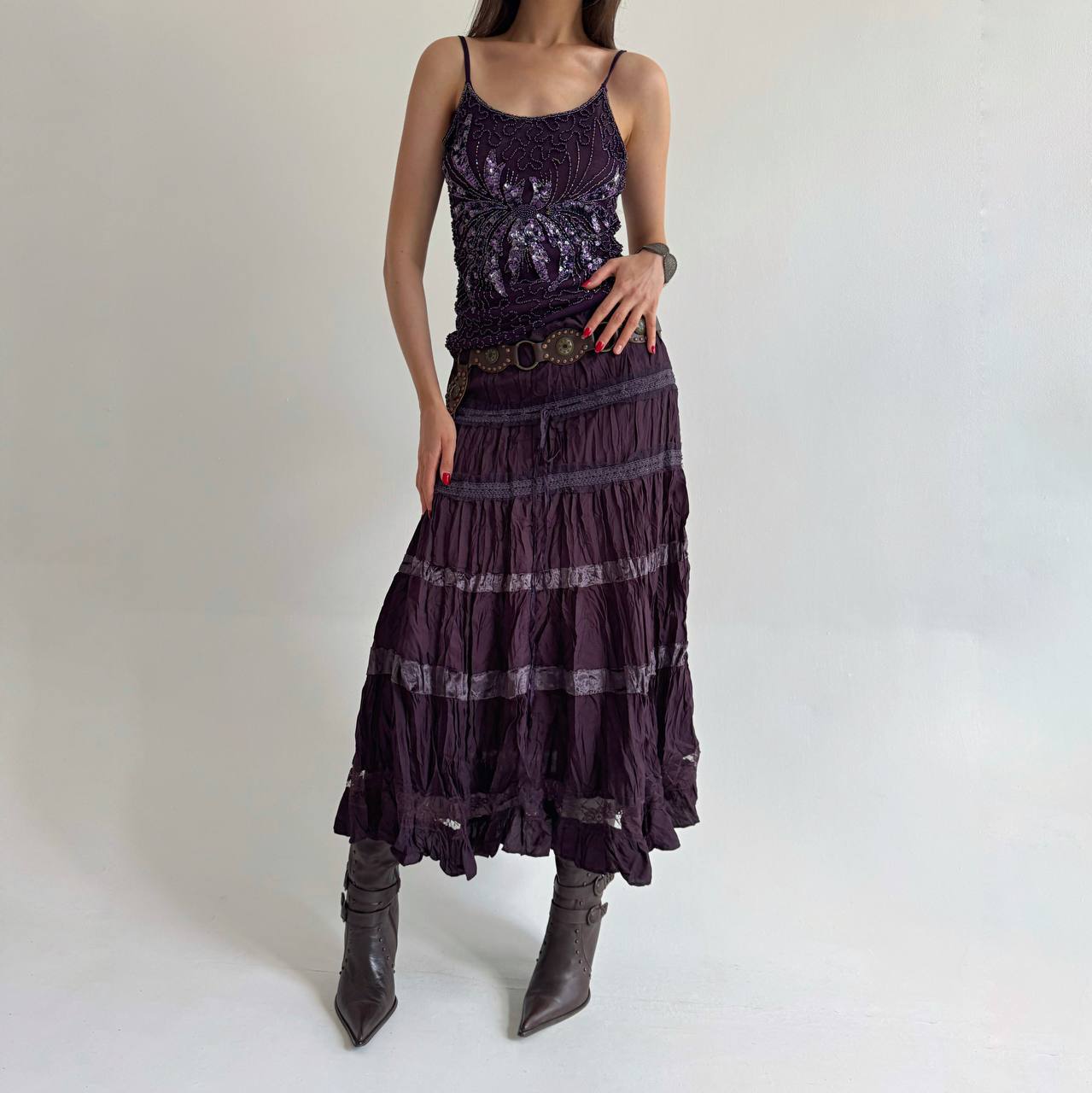 Vintage purple whimsigoth ruched skirt
