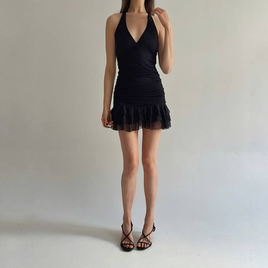 Vintage made in France ruched mini dress