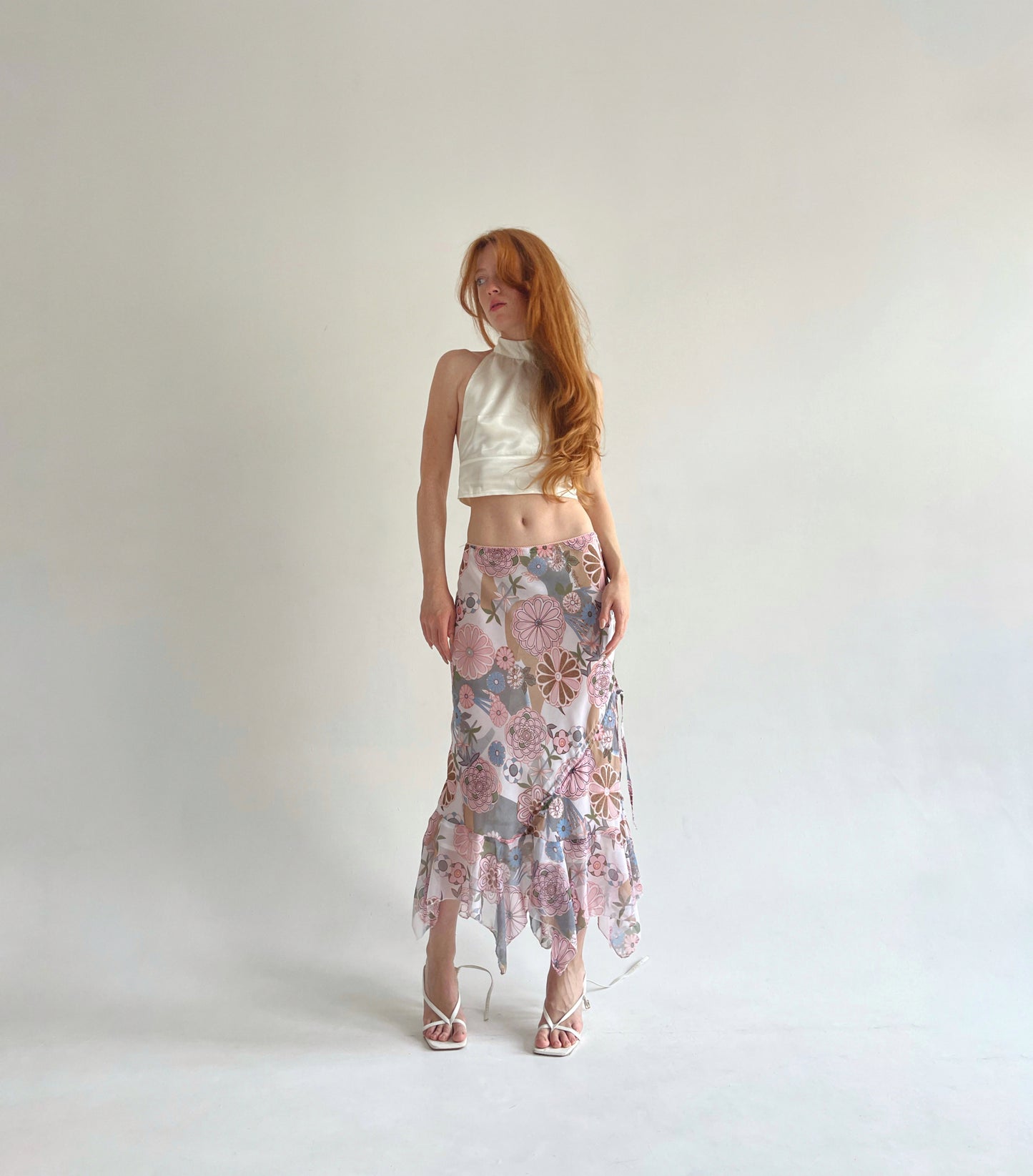 Vintage fairycore asymmetrical maxi skirt