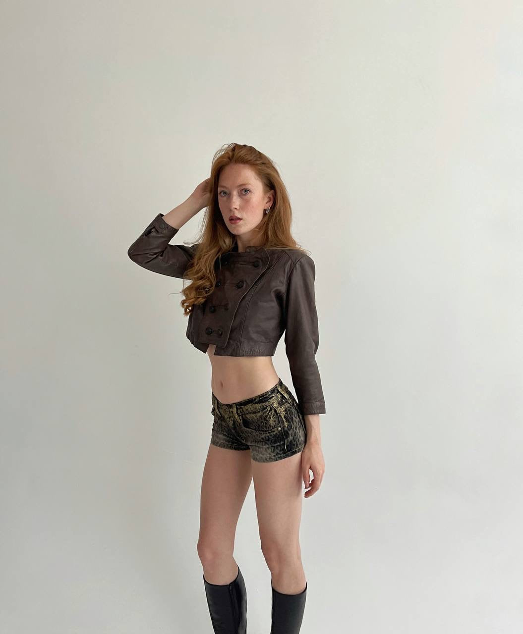 Vintage genuine leather brown jacket