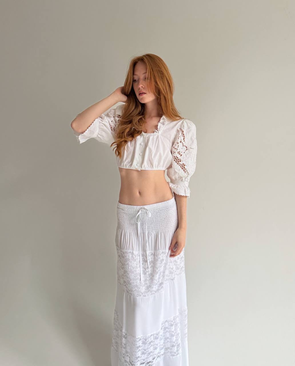 Vintage Bavarian 100% cotton cropped blouse