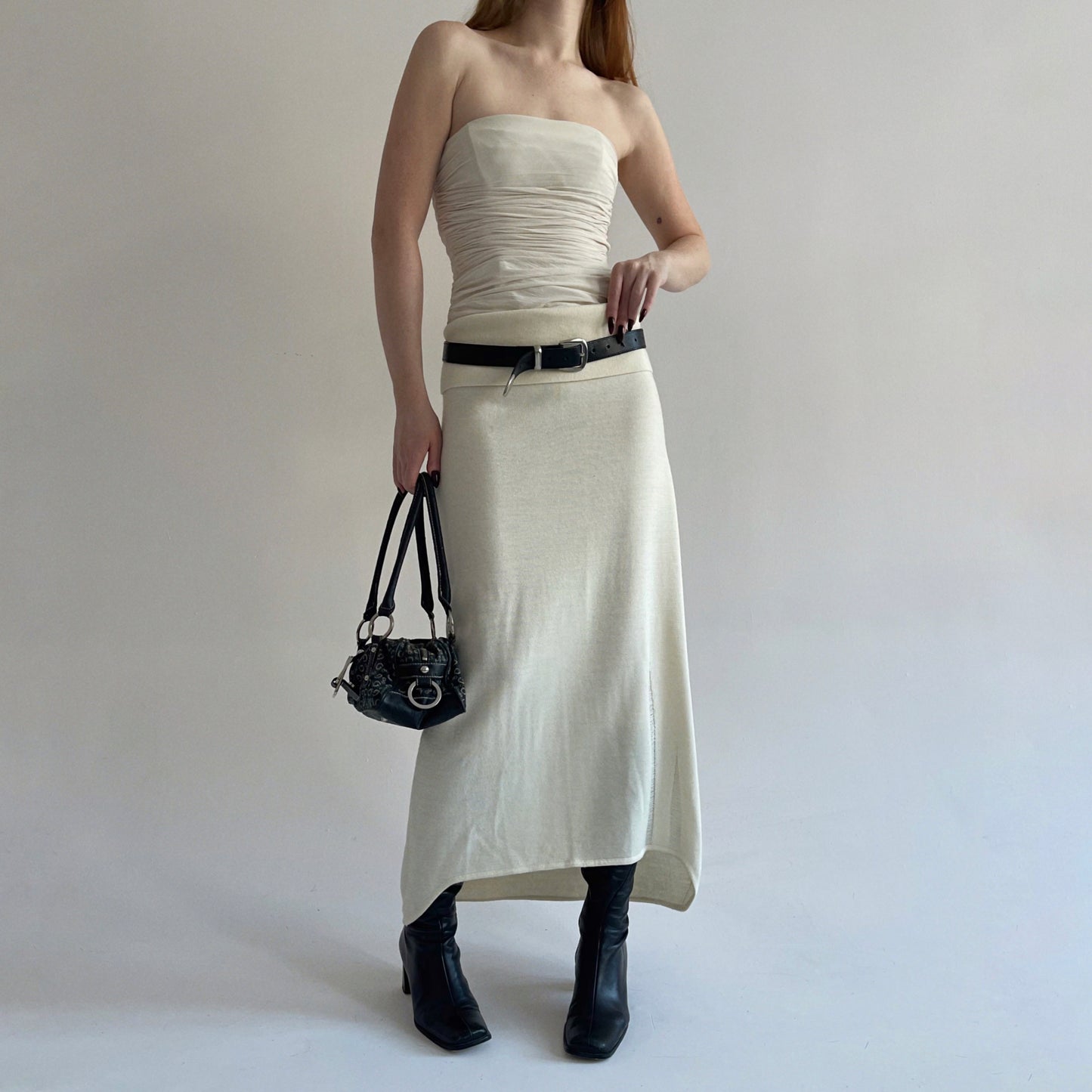 Vintage 50% wool maxi distressed skirt