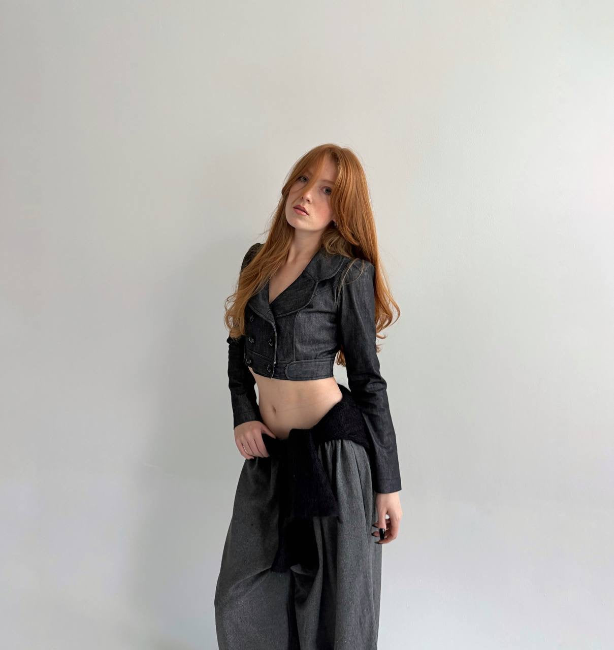Y2K denim grey cropped jacket