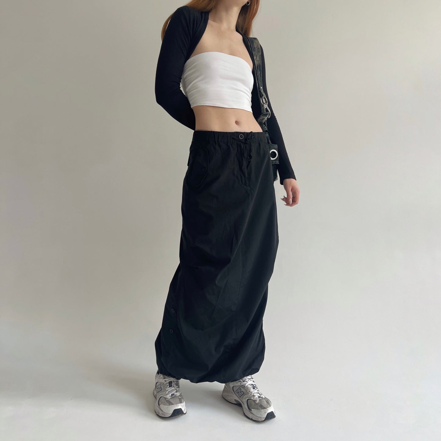 Y2K 58% cotton maxi cargo skirt