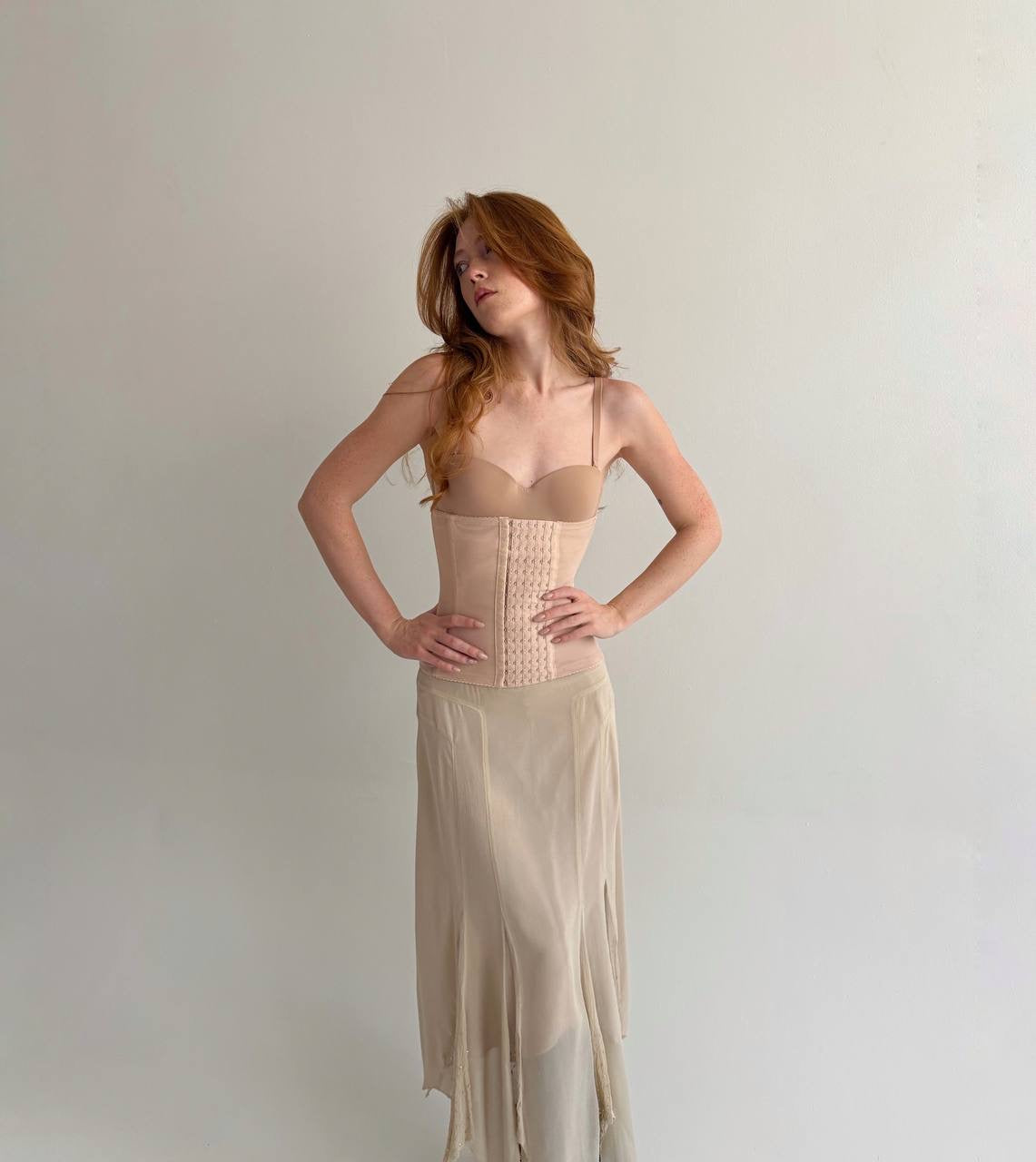 Vintage 100% pure silk delicate asymmetrical maxi skirt