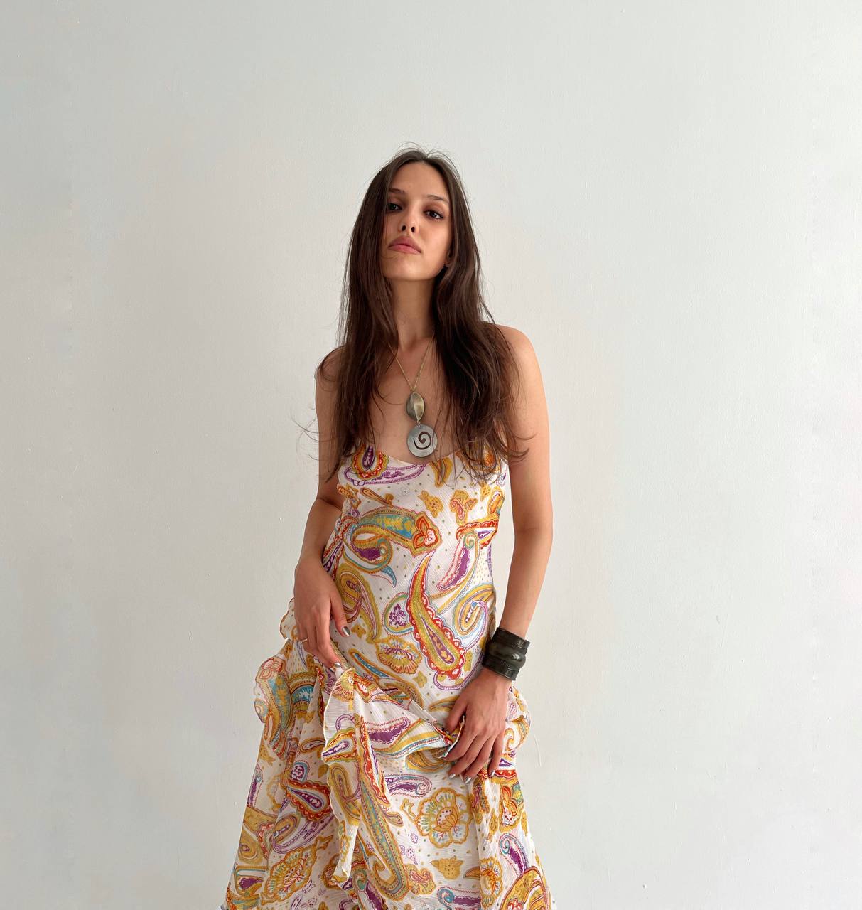 Vintage long ruffled dress
