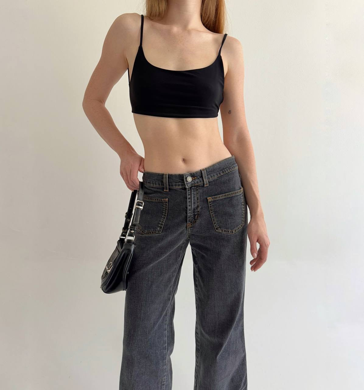 Vintage grey denim cropped jeans
