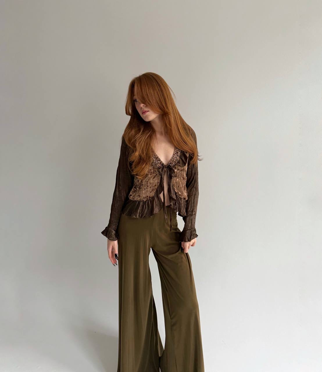 Vintage 73% cotton velvet cardigan blouse