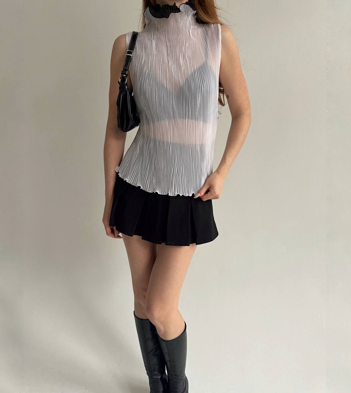 Vintage semi pleated blouse