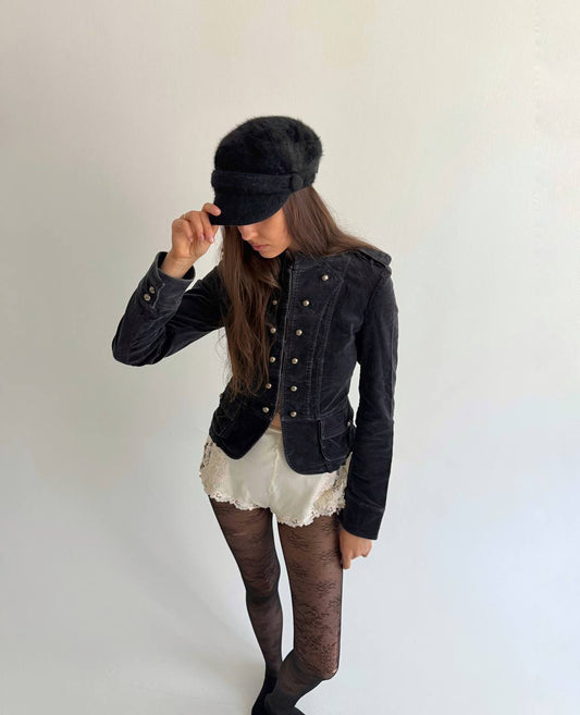 Vintage angora blend biker boy cap