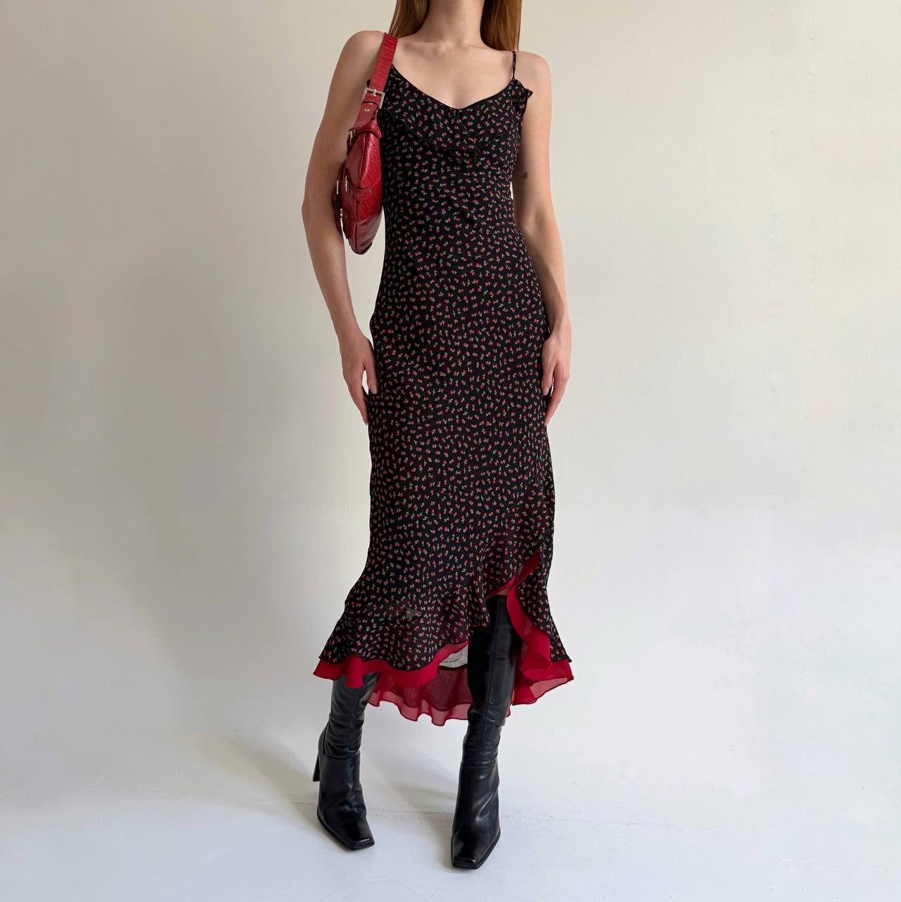 Vintage viscose long asymmetrical dress