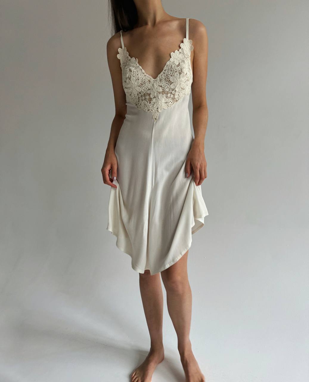 Vintage La Perla viscose dress with lace chest