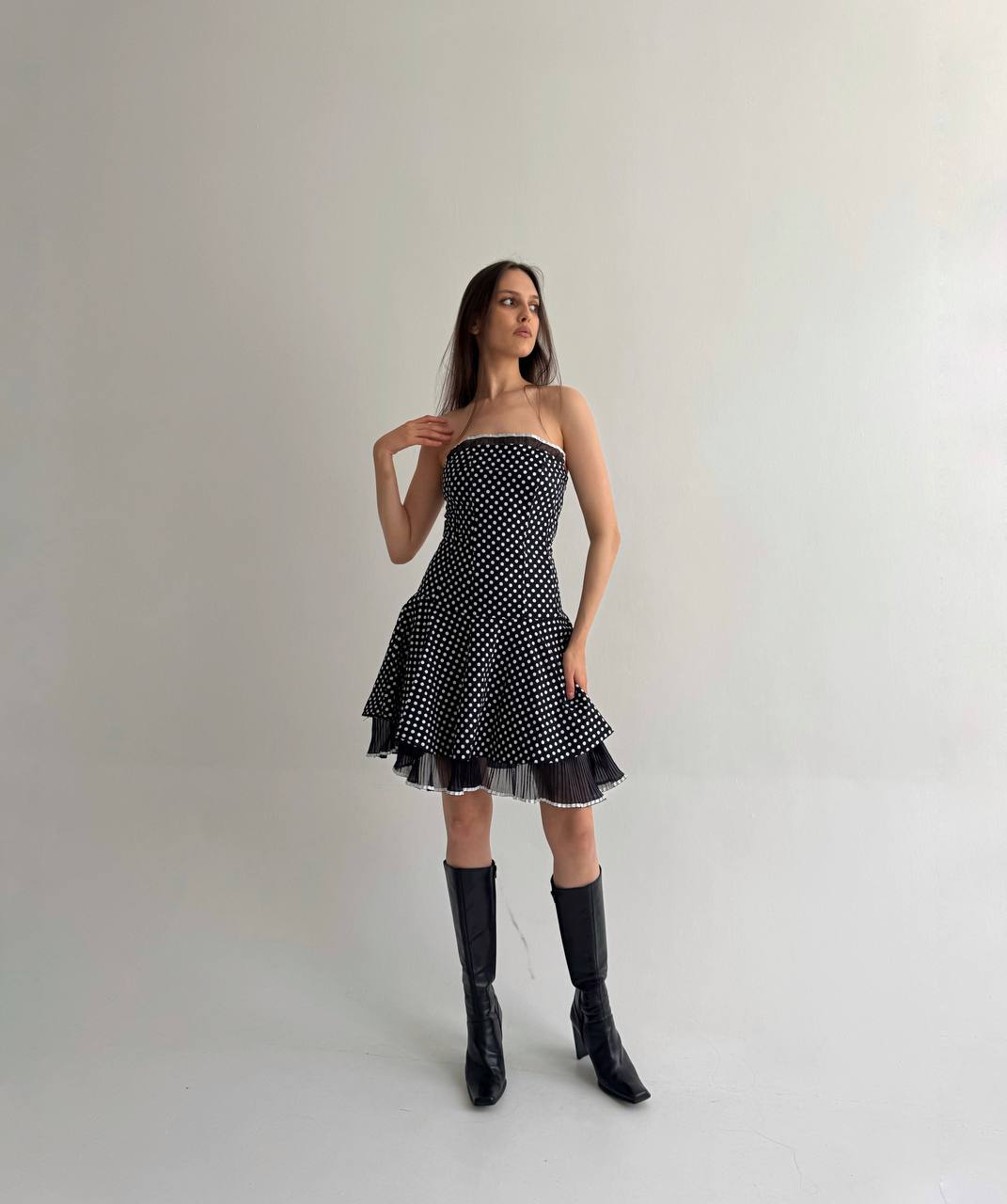 Vintage polka dot navy dress
