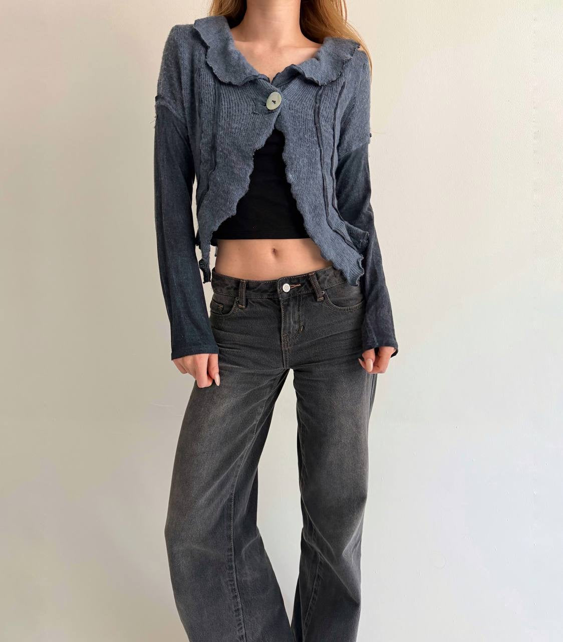 Vintage knitted blue cardigan