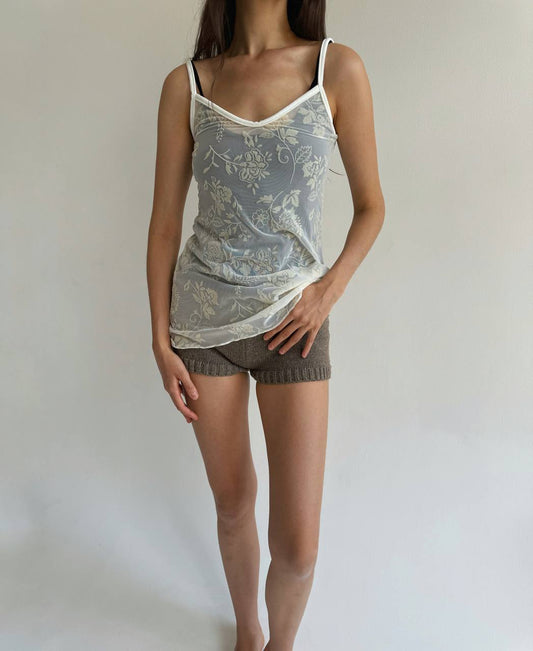 Pierre Cardin mesh cami with velvet print