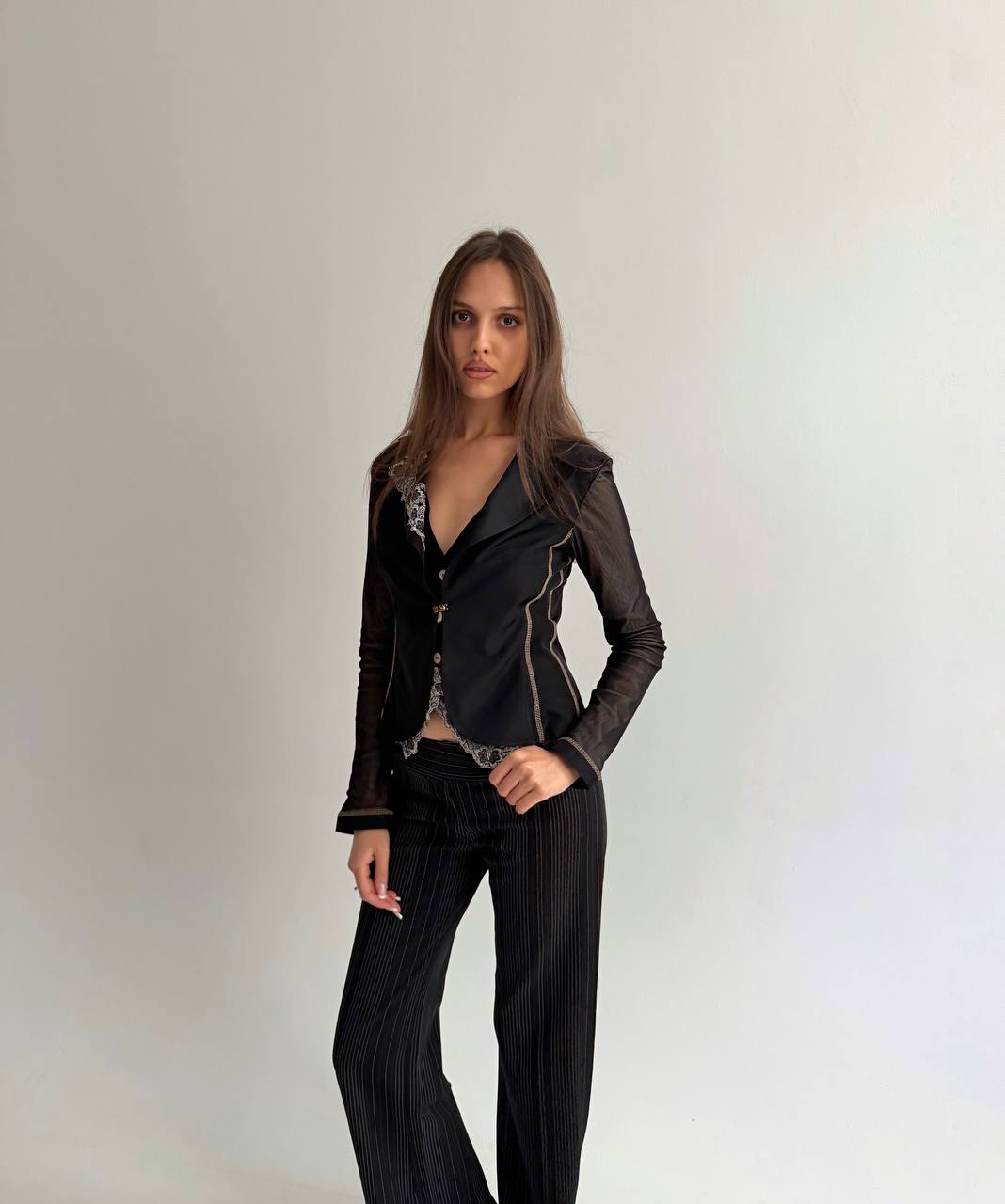 Vintage blouse with mesh detailing