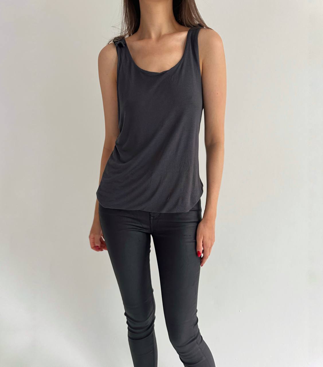 Max Mara grey top with beads and buttons