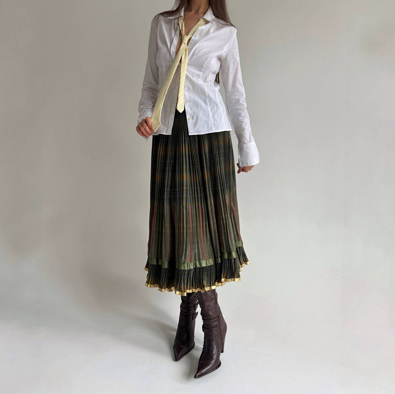 Vintage wool and cotton pleated skirt