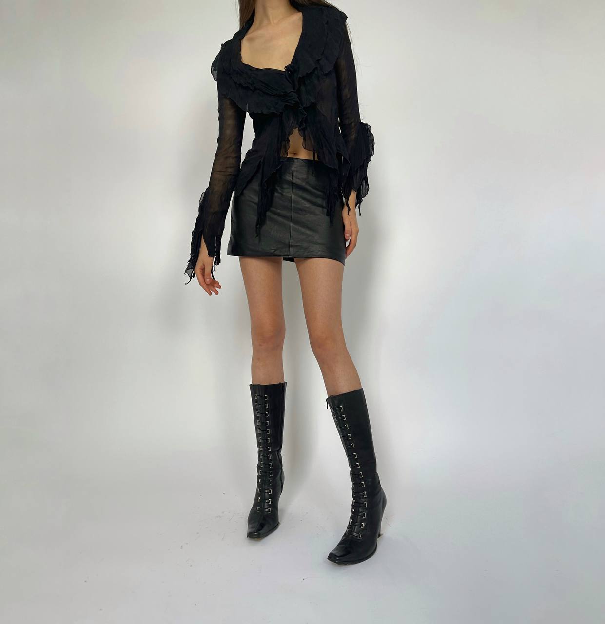 Vintage genuine leather mini skirt