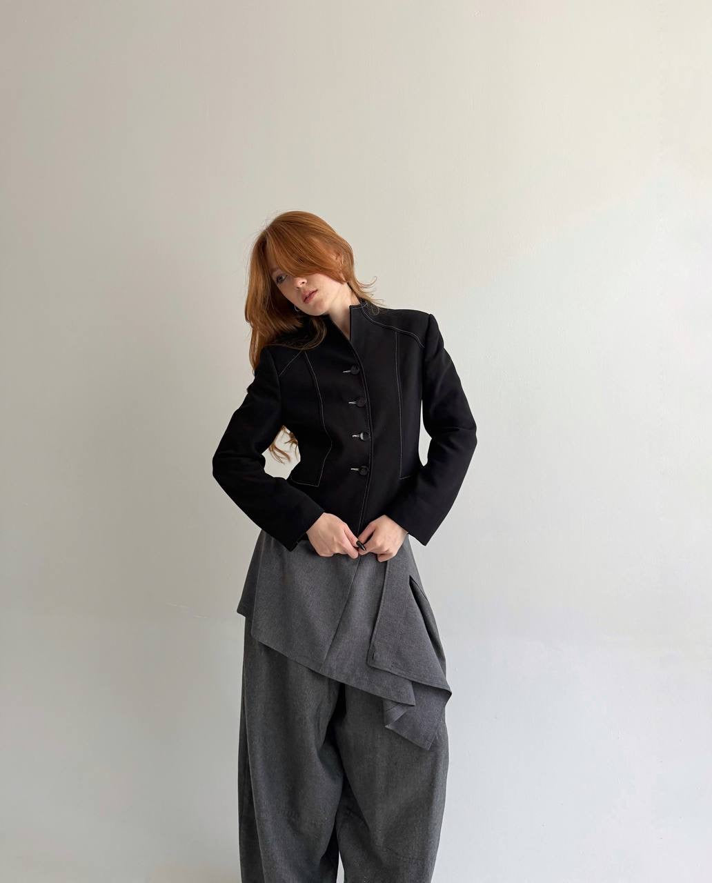 Vintage 45% viscose black button up blazer