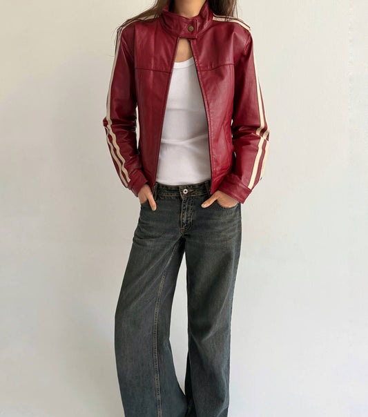 Vintage genuine leather red jacket