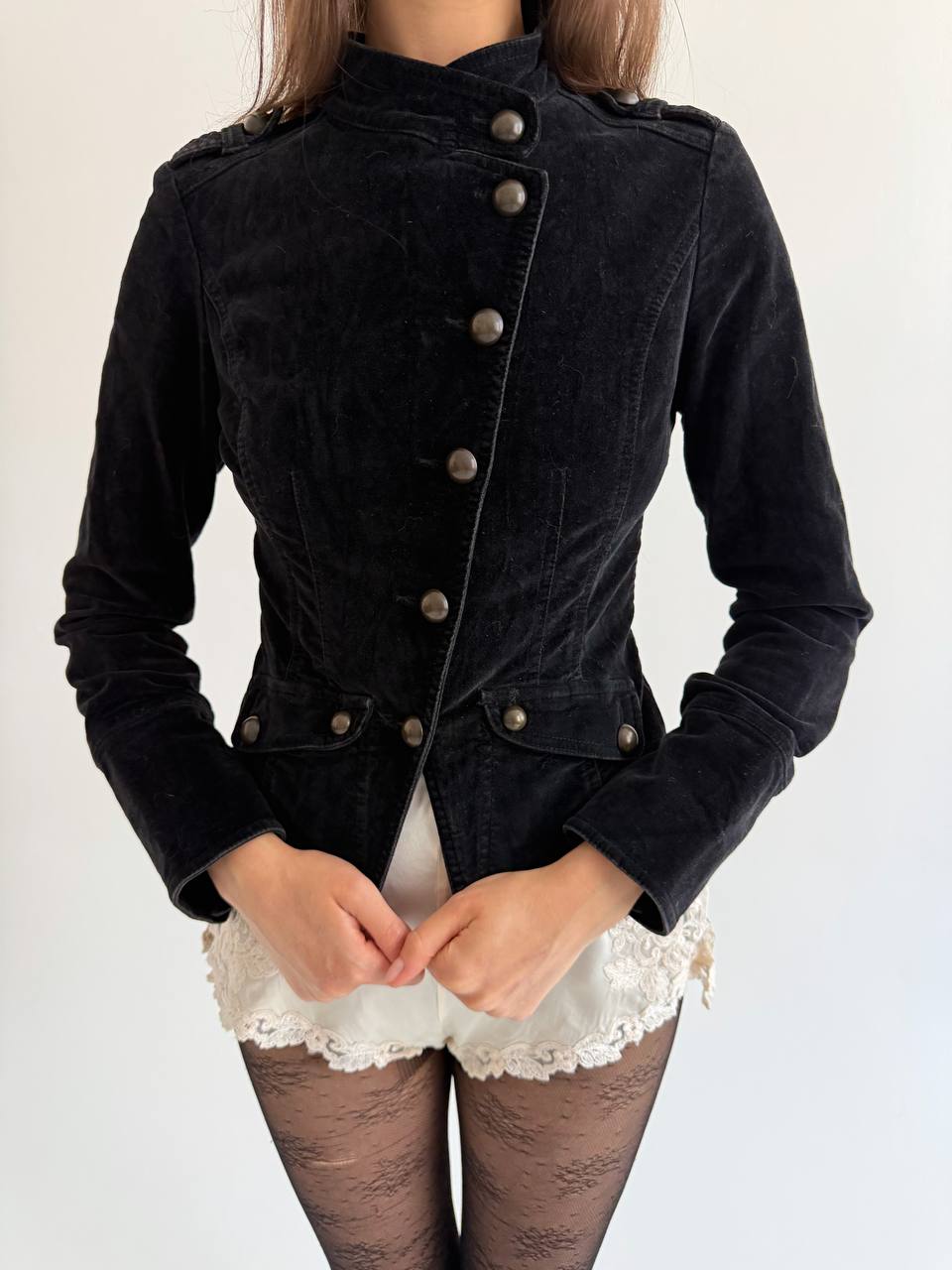 Vintage velvet cotton asymmetrical jacket