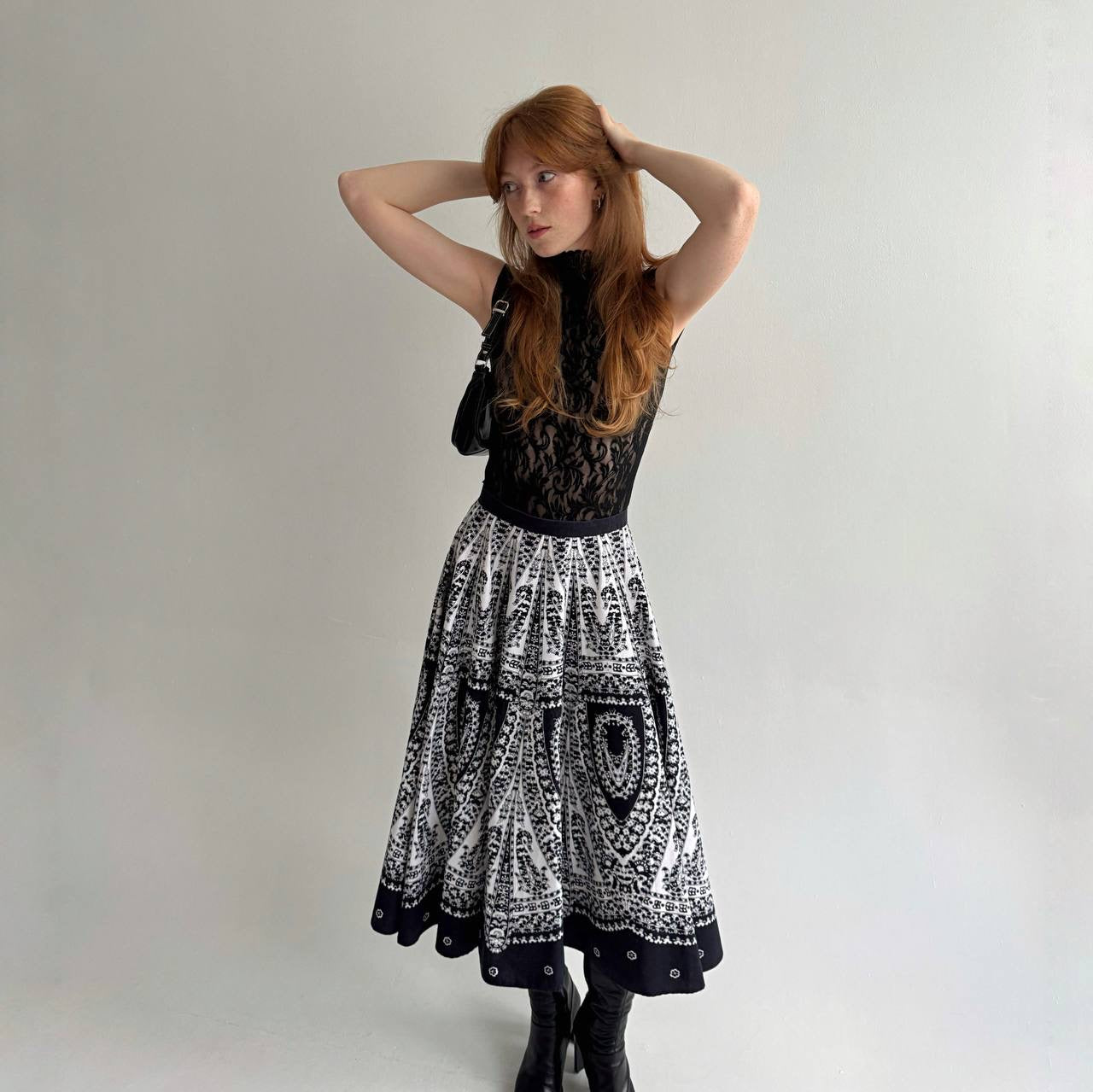 Vintage cotton A shape midi skirt