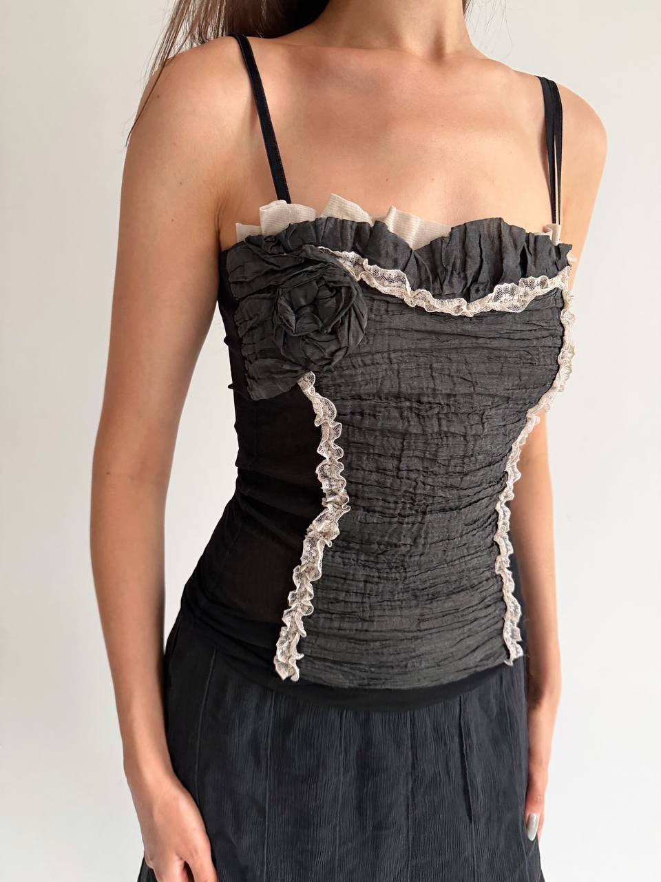 Vintage top with flower appliqué