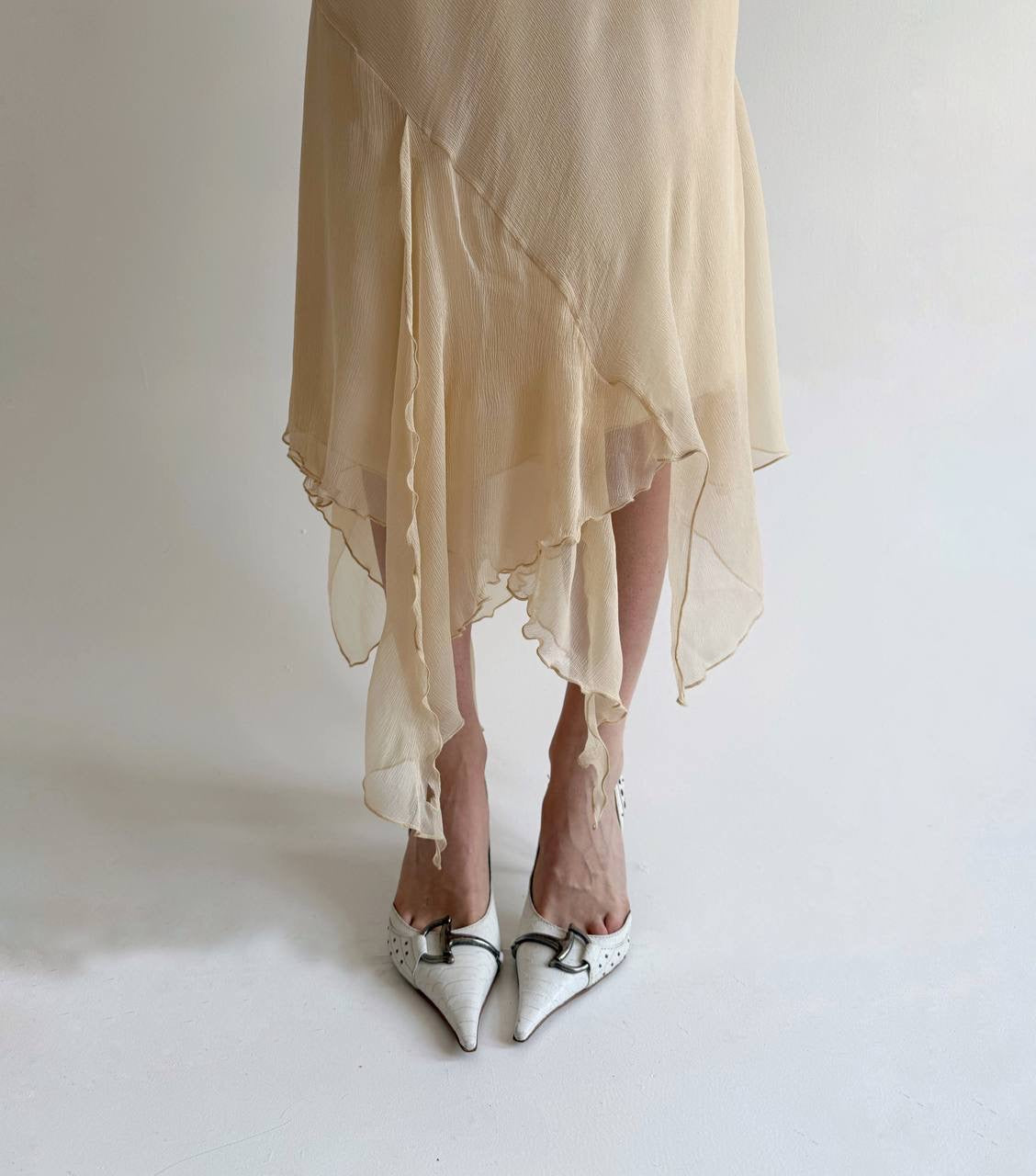 Vintage asymmetrical 100% pure silk skirt