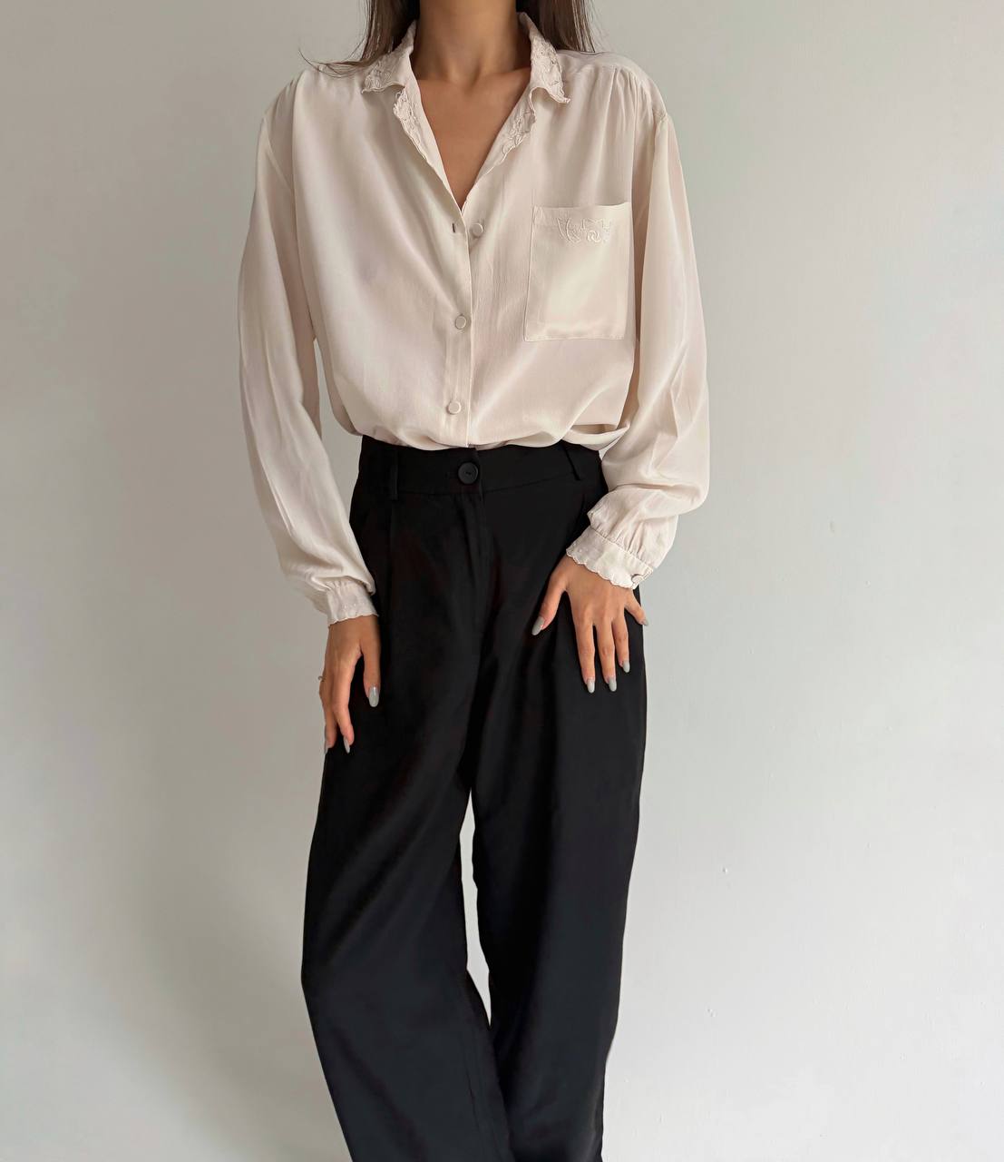 Vintage embroidered silk shirt